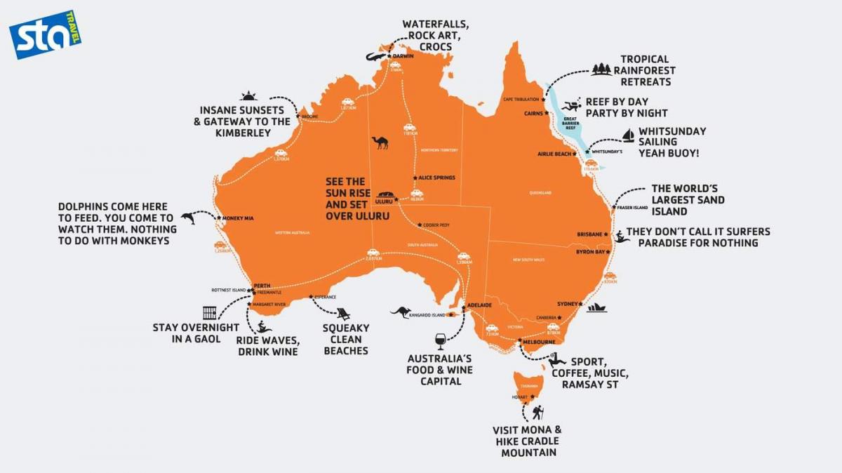 карта Австралии на пляже