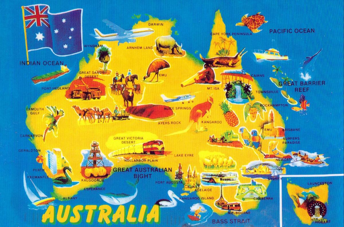 Карта Австралии туристические достопримечательности
