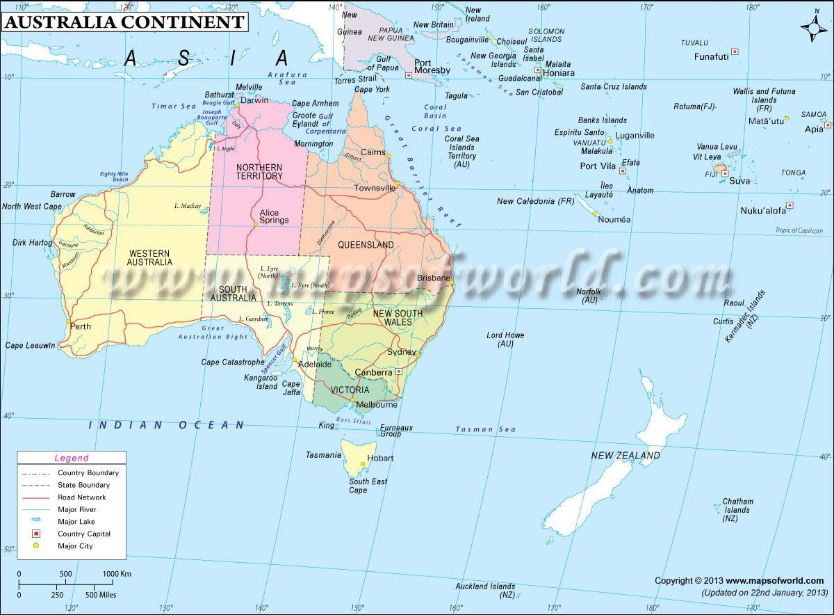 карта Австралии континента