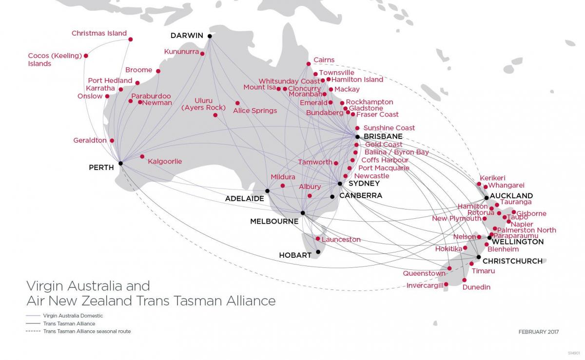 карта вирджин Австралия рейс