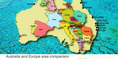 Карта Европы в Австралию