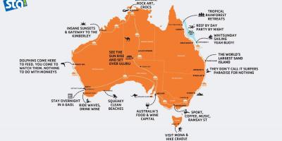 Карта Австралии на пляже